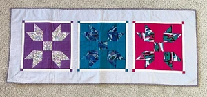 Handmade Quilted Patchwork Table Runner Pinwheel Jewel Tone Red Purple Blue - Picture 1 of 11
