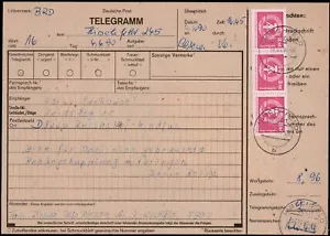 DDR; 3 M. Aufbau der DDR 1981 (3) MEF Telegramm "HIRSCHFELD" 1990 (210,-) - Bild 1 von 1