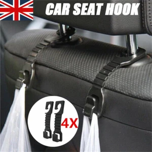 4Pcs Car Back Seat Hook Hanger for Coat Bag Handbag Organizer Headrest Holder UK - Picture 1 of 14