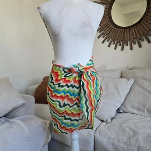 Monday Swimwear Multicolor Linen Beach Summer Colorful Sarong Cover Up - Picture 1 of 4