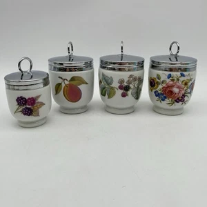 4pc Royal Worcester England Egg Coddlers Double King Size & Single Berry Current - Picture 1 of 8