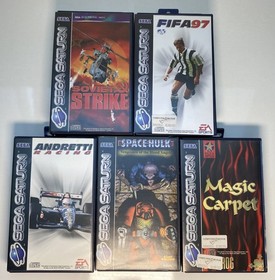SEGA Saturn 5 Spiele Spacehulk, Magic Carpet, Fifa 97, Andretti R., Soviet Strik