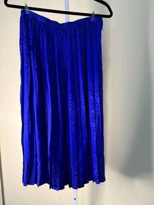 Vintage Argenti Skirt Suit 100% Silk Royal Blue Size 10 Pleated Skirt - Picture 1 of 6