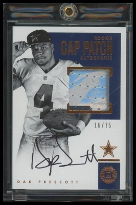 2016 Panini Encased #RCPA-DP Dak Prescott Rookie Cap Patch Auto /75 RC - Image 1 of 2