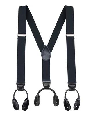 Buyless Fashion Button Suspenders for Men 48" Adjustable Straps 1 1/4" Y Shape - Image 1 of 4