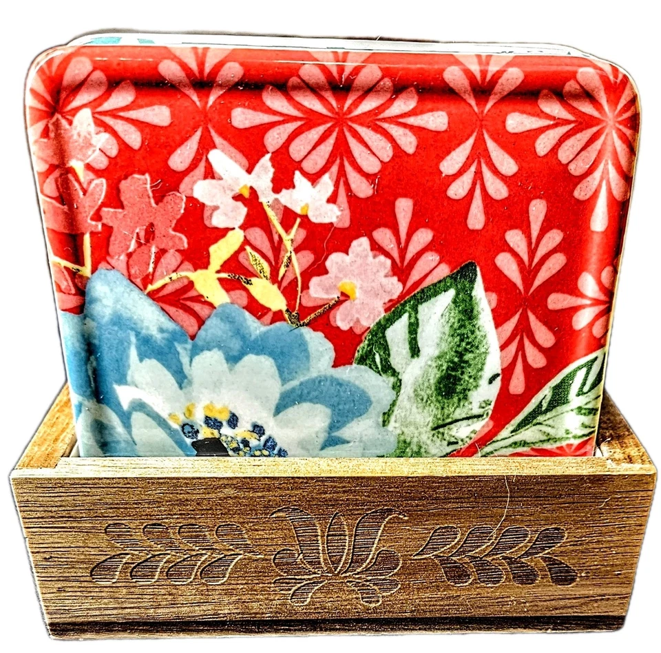 Posavasos para bebidas de gres con patrón floral original Pioneer Woman Ree's 4-2018 Foto 1 de 4