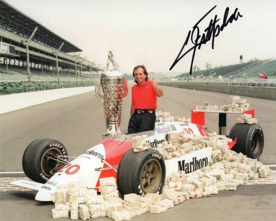 Foto autografiada de Emerson Fittipaldi 1989 ganador de la Indy 500 8x10 Foto 1 de 1