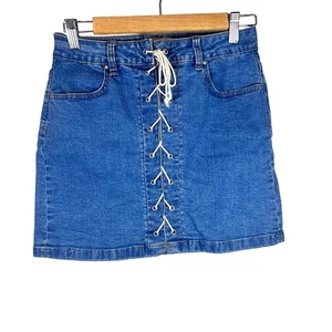 Pacsun Y2K Denim Lace-Up Denim Mini Skirt Size 27  - Bild 1 von 6