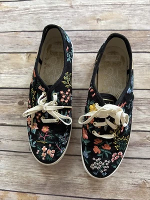 Keds Rifle Paper Co Triple Decker Slip On Sneakers Wildwood Black WF63849 6.5 - Image 1 of 4