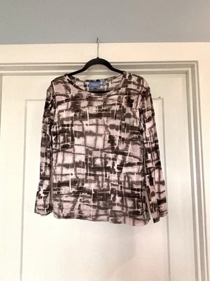 Blusa Top Simply Vera Wang Rosa/Marrón Grisáceo Manga Larga Talla XL Foto 1 de 4
