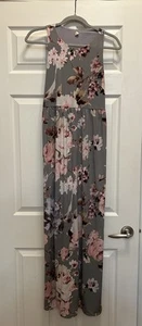 Pink Blush Floral Maternity Maxi Dress XL See Measurements - Picture 1 of 6