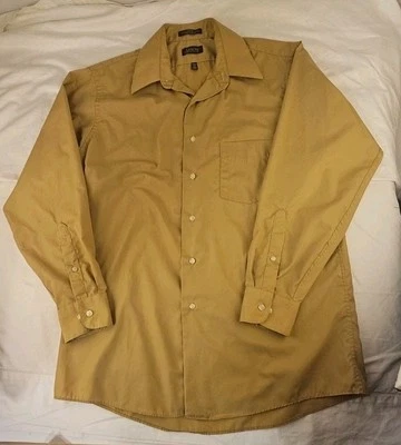 ARROW Poplin Wrinkle- Free Men's Dress Shirt- 15.5-32/33 Med- Tan - Image 1 of 4