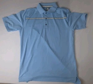 FootJoy Athletic Fit Performance Golf Polo Shirt Blue White Stripe Size Large - Picture 1 of 3