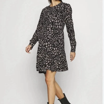 Vestido Seraphine Mujer Maternidad Manga Larga Estampado Animal Elastizado Negro Talla 6 Foto 1 de 4