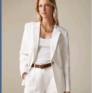 J.Crew Helena Linen Blend Blazer Jacket Size 6 New White Office Career Workwear - Picture 1 of 9
