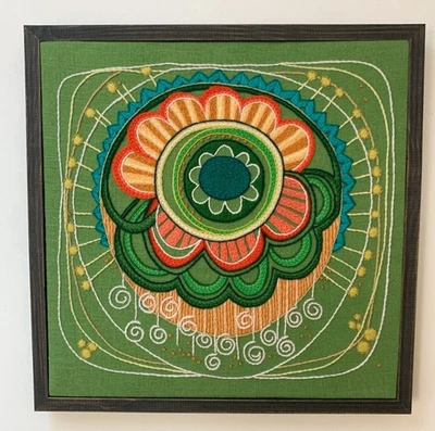 Bordado Crewel de patrón vintage escandinavo Nordiska hecho a mano Foto 1 de 3