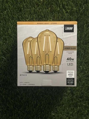 Feit 4 Pack ST19 Bulbs Equivalent to 40W Amber Glass LED - New - Image 1 of 2