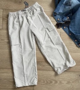 Classic Mix & Match Lightweight Beige Cropped Summer Cargo Trousers Side Pockets - Picture 1 of 4