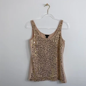 J. Crew Collection Gr. 0 beige 100 % Seide Pailletten verziert gefüttert Tanktop neu mit Etikett - Bild 1 von 9