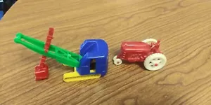 Vintage Plastic Excavator Banner Toys & White wheel Tractor - Picture 1 of 5
