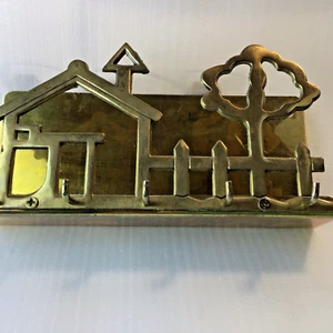 Messing Schlüsselhalter Haus Garage Wandbehang Post oder Kartenhalter 70er Jahre Taiwan - Bild 1 von 14