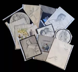 dessins encre de chine lot de 28 collégien castaner années 1940/1950 - Foto 1 di 24