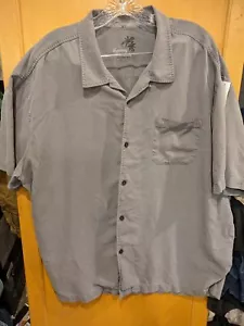 Camisa Tommy Bahama Para Hombre XXL Gris Hojas de Palma Seda Abotonada Manga Corta - Imagen 1 de 5