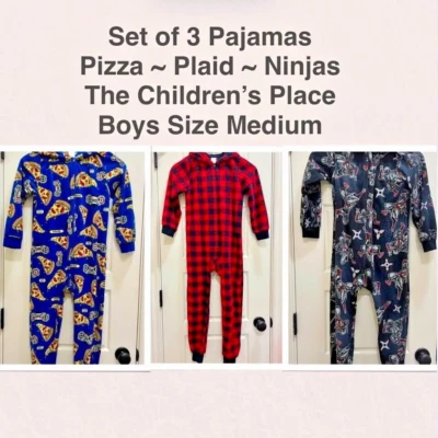 Pijama de una pieza polar talla mediana para niños (juego de 3) B#35 Foto 1 de 4