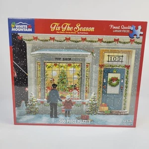 White Mountain Tis The Season Toy Shop Christmas Window Winter 500pc Puzzle Swan - Picture 1 of 14