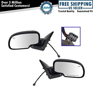 Chrome Heated Power Side View Mirrors Left & Right Pair Set for Chevy GMC Truck