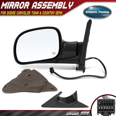Espejo retrovisor eléctrico térmico negro conductor para Dodge Caravan Chrysler Town & Country 12 pines Foto 1 de 4