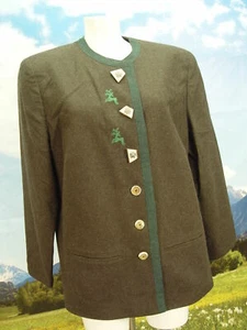 braun und leicht Damen Loden mit dezenter Stickerei Janker Trachten Jacke Gr.46 - Bild 1 von 7