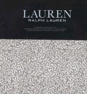 Brand New Ralph Lauren California King Sheet Set Spencer Leaf Sateen Color Grey  - Picture 1 of 3