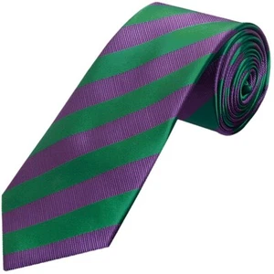 Green and Purple Striped Classic Men's Tie Regular Tie Wedding Tie Wimbledon Tie - Picture 1 of 3