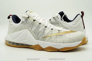 NIKE LEBRON 12 LOW NEW SIZE 16 USA WHITE NAVY RED GOLD 724557-174 - Picture 1 of 10