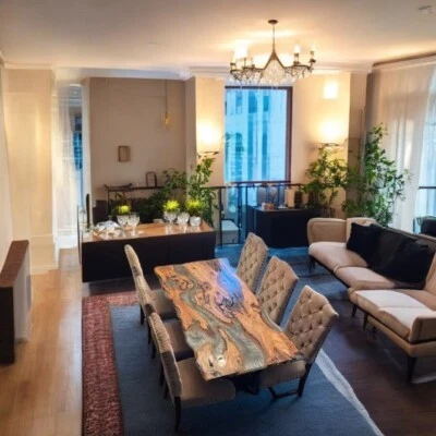 Custom Order Acacia Wood Dining Table Top Epoxy Resin Table Top Home Decor Gifts - Image 1 of 4