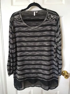 Est 1946 Damen Top Größe 18 W bedruckt 3/4-Arm schwarz 20 W - Bild 1 von 9