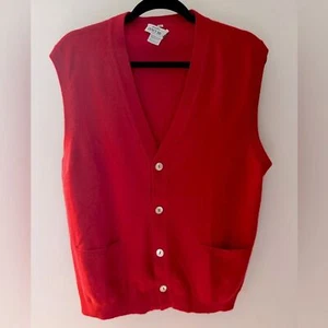 Chaleco con botones vintage Academia MALO per Janet marrón 100 % cachemir puro rojo 50 - Imagen 1 de 4