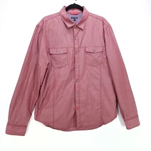 Sons Of Intrigue Button Up Shirt Mens Long Sleeve Size XL Red Front Pockets - Picture 1 of 11