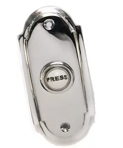 Polished Chrome & China 76mm x 32mm Victorian style Door Bell Push Switch BC1417 - Picture 1 of 1