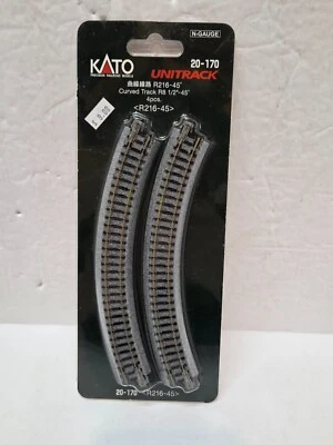 Kato Unitrack 20-170 Curve Track 8 1/2" Radius R216-45 4pc N Scale Model Trains - Image 1 of 2