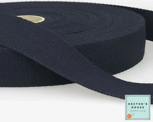 Navy Blue Cotton Webbing by the Metre, 30mm for Bag Straps or Handles - Picture 1 of 1