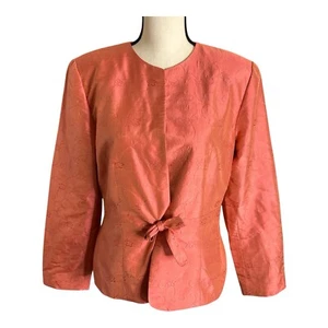 Due Per Due 100% Silk Jacket Womens Sz 12 Tang Floral Embroidered Lightweight - Picture 1 of 16