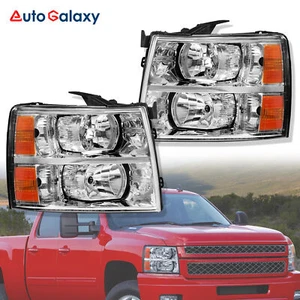 2PCS Headlights Lamps w/ Amber Corner For 07-13 Chevy Silverado 1500 2500 3500 - Picture 1 of 12