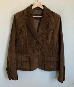 Valerie Stevens Womens Jacket Brown Leather Suede Buttons Pockets Lined Size M - Picture 1 of 11