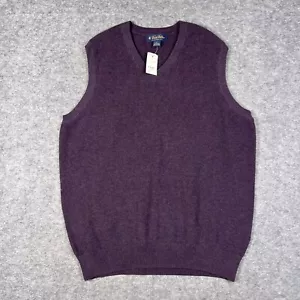 Brooks Brothers Sweater Mens Large Purple Cashmere Vest V Neck - Picture 1 of 16