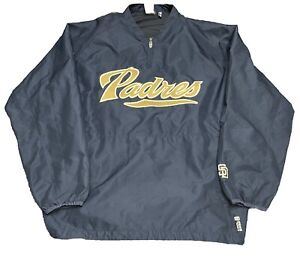 vintage RARE Majestic San Diego Padres Quarter Zip Pullover Mens Extra Large MLB