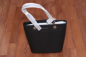 NWT Michael Kors Signature Raven Large North South Top Zip Tote Bag Black - Picture 1 of 6