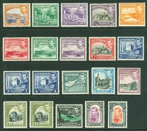 Sg 151-163 Zypern 1938-51. ¼ Pi-Piface Set Mit 19 + 160a, 18pi Schwarz & Salbei - Picture 1 of 1