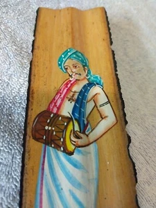 Handbemalter Mann auf Holzplatte 9 cm groß Vintage? - Bild 1 von 5